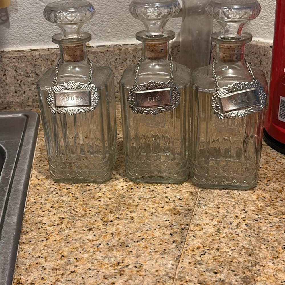 Elegant Silver and Glass Decanter Set